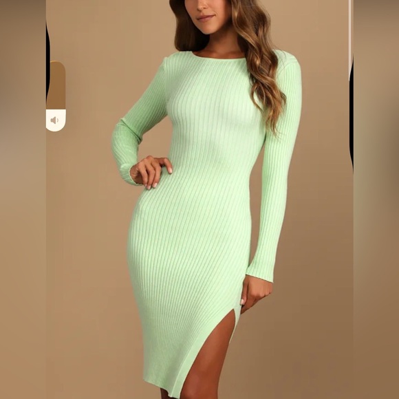 Lulus Dresses & Skirts - Twist the trend mint green ribbed knit cutout back Bodycon dress